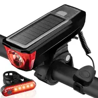 在飛比找Yahoo!奇摩拍賣優惠-腳踏車配件 現貨腳踏車智能光感前燈喇叭 太陽能USB充電山地