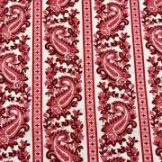 Vintage WAVERLY Fabric Prudence Paisley Pink Red Cotton Sample Remnant 52" x 47"