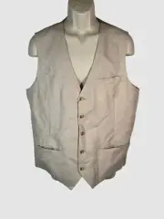 Perry Ellis Men's Beige Linen Blend Herringbone Suit Vest Big & Tall Size XLT