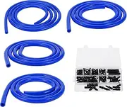 Silicone Vacuum Tubing Hose 130PSI Max Pressure Automotive Vacuum Line Blue with Vacuum Connector 1 Set 6.6Ft 4/6/8/12mm ID 2.5mm Thickness