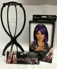 Brianna Black & Purple Wig & Folding Stand Drag Costume Adjustable Cap Soft Hair