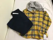 NEW Carter's Boys 2-Pc Button-Front Flannel Hooded Top & Canvas Pant Set 6,7,8