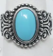 Vintage Avon Sterling Silver Bold Turquoise Ring Size 10 NIP