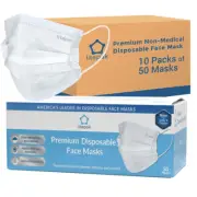 500pcs Litepak Premium Disposable Face Mask 3-Ply SOFT Comfort Earloops White