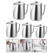 Stylish Stainless Steel Milk Frothing Pitcher with Lid for Coffee Lovers