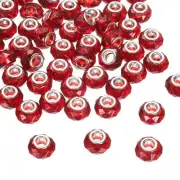 50Pcs 14mm Large Hole Glass Beads Red European Loose Faceted Craft Bead