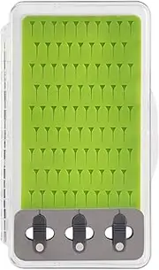 Aventik Fly Fishing Boxes Silicone Flies Lures Storage Fishing Tackle Case with 3pcs Hook Threader (Clear silicone pad fly box with hook threader)