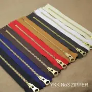 YKK NO 3# Brass Zip Zippers Closed End Metal Heavyweight Jacket Puller 20cm DIY