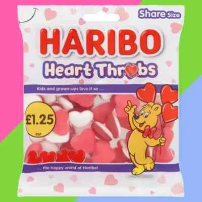 Haribo Heart Throbs Sweets Sharing Bag 140g Gummy Candy