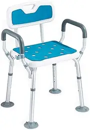 Shower Chairs for The Elderly,Shower Chair with Arms,Removable Non-Slip Design,6-Step HeightAdjustable Padded Shower Stool with Back Rest for The Elderly Disabled and Pregnant Adults(Blue)
