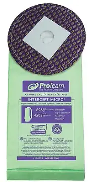 10 Vacuum Bags, Pro Team Genuine Intercept Micro Filter, 100291