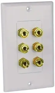 Avico Speaker Cable Wall Plate Wallplate 3 Speakers Banana Plugs Binding Posts