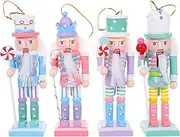 Nutcracker Christmas Decor Nutcracker Figures Candy Color Wooden Soldier Nutcracker Statue Xmas Party Nutcrackers Ornament