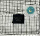 Ralph Lauren KING Flat Sheet White Navy Tattersall Check 400TC Organic Cotton