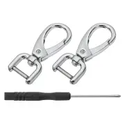 2Pcs Swivel Clasps, 0.5" D Ring Detachable Snap Hook with Screwdriver, Silver
