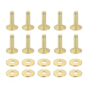 50 Set 10x3.3x12mm Solid Copper Rivets and Burrs Leather Fastener, Gold Tone