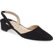 Manolo Blahnik Aspro Block Heel Slingback Suede Pump in Black at Nordstrom, Size 5Us
