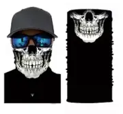 BLACK WHITE SKELETON FACE MULTI FUNCTION SEAMLESS BANANA WRAP #012 MASK GAITER