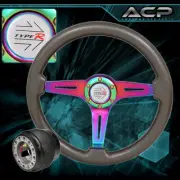 345mm Steering Wheel 6-Bolt + Hub Adapter + Horn Button Type R For 94-01 Integra (for: Honda)