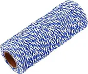 sourcing map Cotton Rope Twisted Braided Rope Cord, Blue White50m/55 Yard 1.5mm Dia for Wall Hanging, Plant Hanger, Knitting, Macrame Knotting