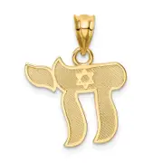 14K Yellow Gold Polished Chai Pendant