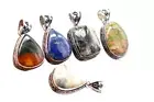 5 PCS Unakite and Other Gemstones Ethnic Handmade Pendant Mix Lot 1" P 7072