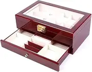 [ZLMHKZ] 6-Slot Watch Box, Watch Organizer, Lockable Jewelry Display Case with Real Glass Top, Black Synthetic Leather