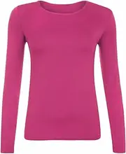 [FASHION MY LOVE] Women Ladies Long Sleeve Round Neck Plain Top Stretchy Casual Summer T-Shirts Basic Slim fit Tee Tops UK Plus Size 8-26