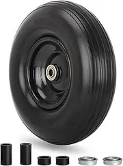 GICOOL 13 Inche Wheelbarrow Tire, 4.00-6 (3.50/2.50-8) Flat-free Solid Tire and Wheel with 5/8" Axle Bore Hole, 1.75" Offset Hub for Wheelbarrow Gorilla Cart Lawn Mover Go Kart Replacement Tire, 1 Pcs