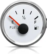 White 0-30 ohm Fuel Gauge Fit for Cars Motorcycles Ships Tractors Yachts, Fuel Level Gauge with LED Light and 52 mm Dial