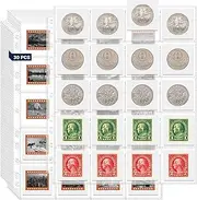 ENPOINT 30 Pack Protective Photo Slide Pages, 35mm Slide Storage Pages, 600 Pockets 2x2 Top Loading Coin Sleeves, Cardboard Coin Holder Sleeves, Stamp Collecting Supplies for 3 Ring Binder
