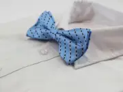 Mens Light Blue Black Silver Cotton Bow Tie Pre-Tied Men's Bowtie Wedding Ties