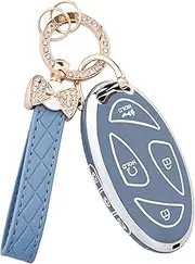 for Hyundai Key Fob Cover - 7 Button Soft TPU Key Case Protection Fit for Hyundai Ioniq 6 Grandeur GN7, KONA, Elanrtra, Santa Fe, Sonata, Tucson Smart Remote Key (7 Button - Blue)