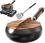 Non Stick Pot Set - Frying Pan | Iron Pots for Cooking | Kitchen Iron Induction Pot | Flat Bottom Stir Fry Pan with Lid Spatula | Cookware Kitchen Supplies for All Stoves, Electric Cooktops