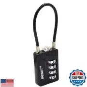 RESET-200 4 Digit Combination Padlock with 4 inches Steel Cable,Cable Lock fo