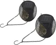 RIZGHWOY Decorative Solar Lantern IP65 Waterproof High Brightness Outdoor LED Hanging Light for Garden Courtyard, Metal Solar Lantern