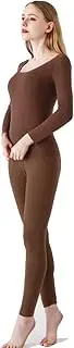 [ZJJJSKJ] Two Piece Set of Seamless Thermal Thermal Underwear Women's Bodywear Slim Bottoming Shirt Fleece Inner Long Johns Suit Bottoming Compression Thermal Clothing(Size:Medium,Color:Brown)