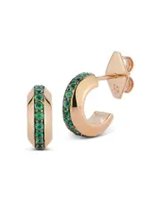 Walters Faith 18K Rose Gold Emerald Knife Edge Grant Huggie Earrings