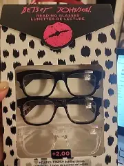 Betsey Johnson 3 Pack Square Reading Glasses +2.00 tortoise/black/clear readers