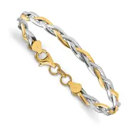14K Yellow & Rhodium W/Rhodium Polished Twisted Bracelet