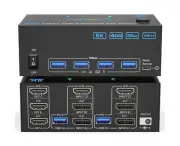 KVM Switch 3 Monitors 2 Computers 8K@60Hz 4K@144Hz,1*HDMI+2*DP in,3*HDMI Out,...