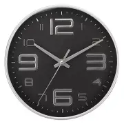 8 Inch Battery Operated Non-Ticking Round Wall Clocks, Silver Tone/Black,Style 2