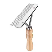 Undercoat Grooming Rake with Anti-Slip Wooden Handle, Steel Comb for Medium &...