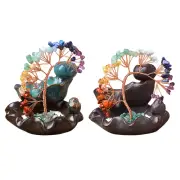 Ceramic Backflow Waterfall Incense Burner Incense Cone Holder with Crystal Tree