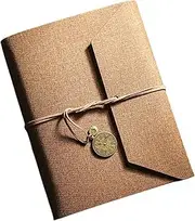 Photo Album LeatherDIY Retro Lovers Memory Book Commemorative Envelope Storage Self Adhesive Gift(Yellow)