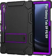 Cantis Case for Samsung Galaxy Tab S9 FE 5G 10.9 Inch/Galaxy Tab S9 11 Inch Case 2023, Heavy Duty Shockproof Rugged Protective Case for Samsung S9 FE Tablet Support S Pen (Black+Purple+Black)