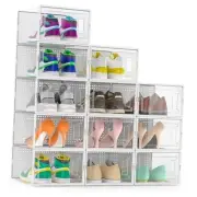 12 Pack X Large Shoe Organizer Storage Boxes for Closet, Modular Space Saving