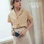 QUEENSHOP 睡衣領撞色車線襯衫 三色售 現+預【01023690】