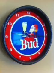 Budweiser Bud Man Beer Bar Man Cave Clock Advertising Sign