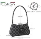 Italian Style Checkered Bag Purse Women Shoulder Top Handle Black Vegan Leather